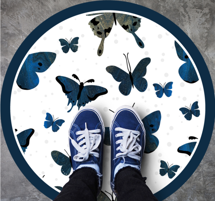 Motiv modrých motýlů Zvířecí vinylový koberec - TenStickers