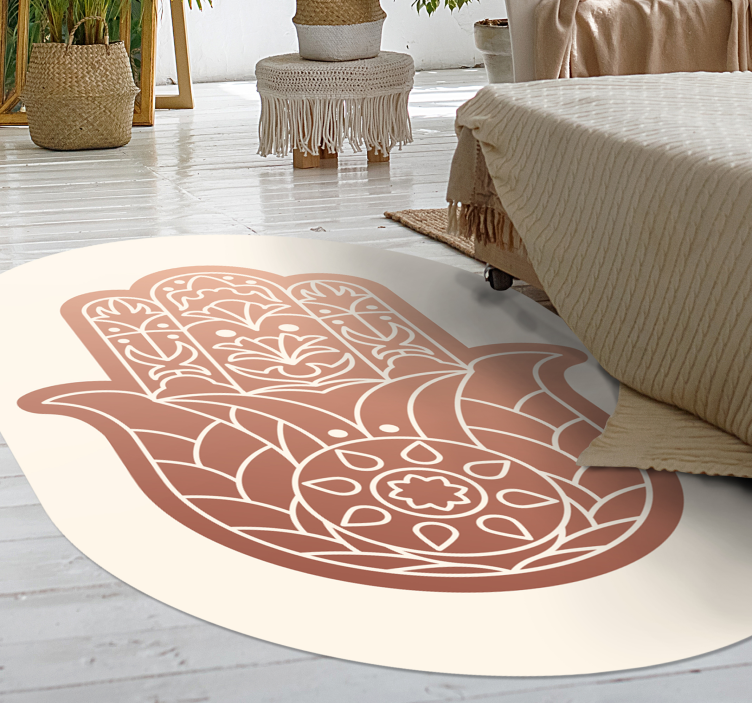 Béžová ruka fátimy Mandala vinylový koberec - TenStickers