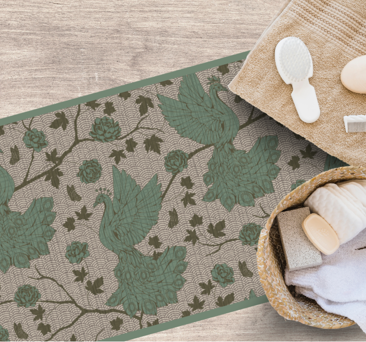 Motiv zelené fauny Vinylový koberec s květinami a rostlinami - TenStickers