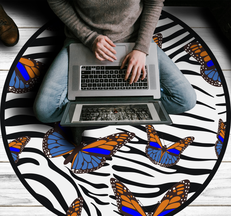 Motýlí zebra pruhy Vinylový koberec se zvířecím potiskem - TenStickers