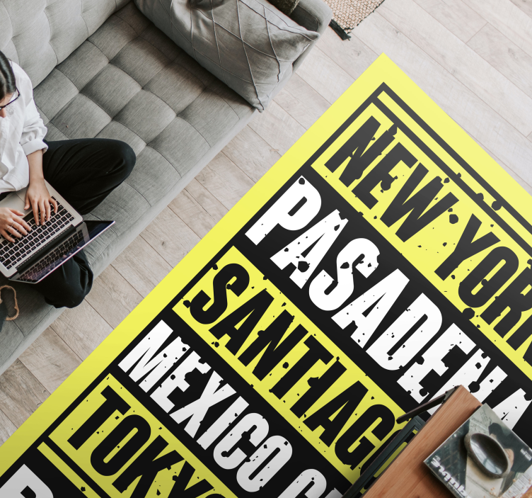 Názvy měst na zakázku vinylový koberec - TenStickers