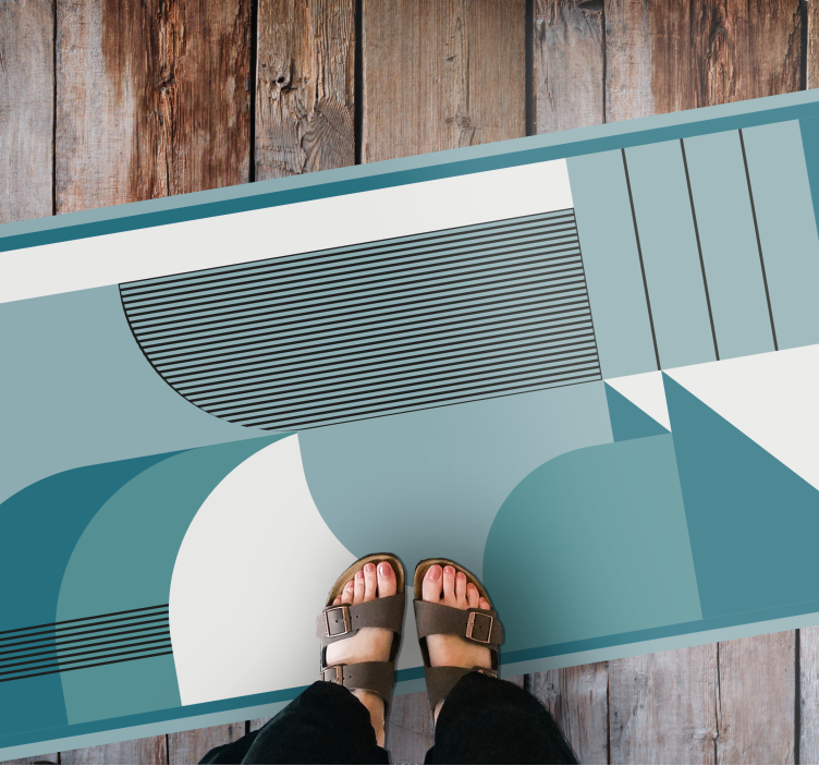 Modré abstraktní geometrické tvary Moderní vinylový koberec - TenStickers