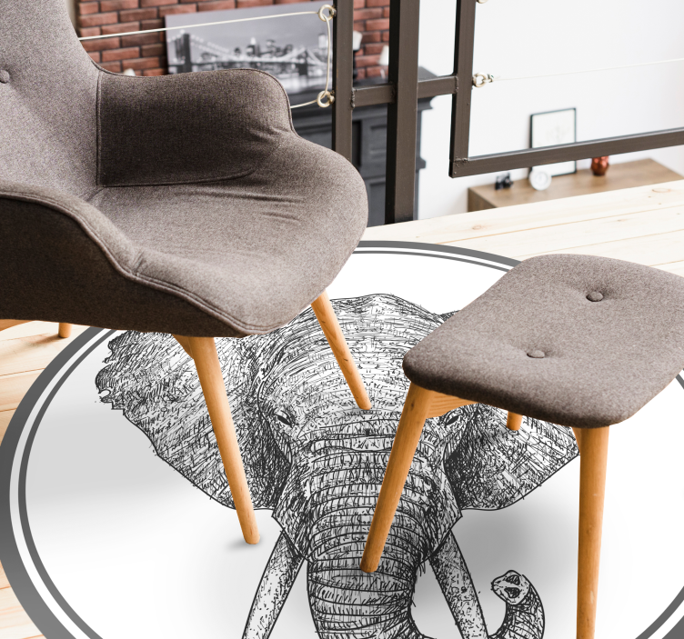 Obrys šedého slona Zvířecí vinylový koberec - TenStickers