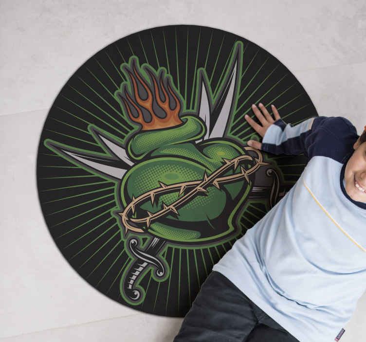 Ohnivý meč srdce Vinylová hrací podložka - TenStickers