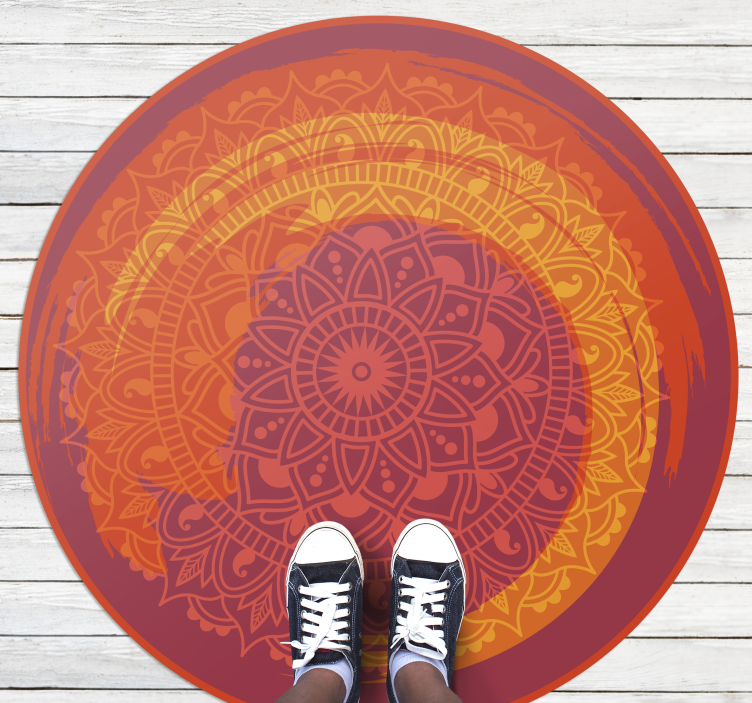 Oranžová hořící mandala vinylový koberec - TenStickers
