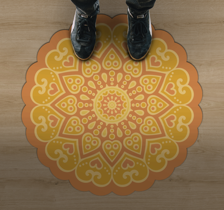 Oranžová mandala vinylový koberec - TenStickers