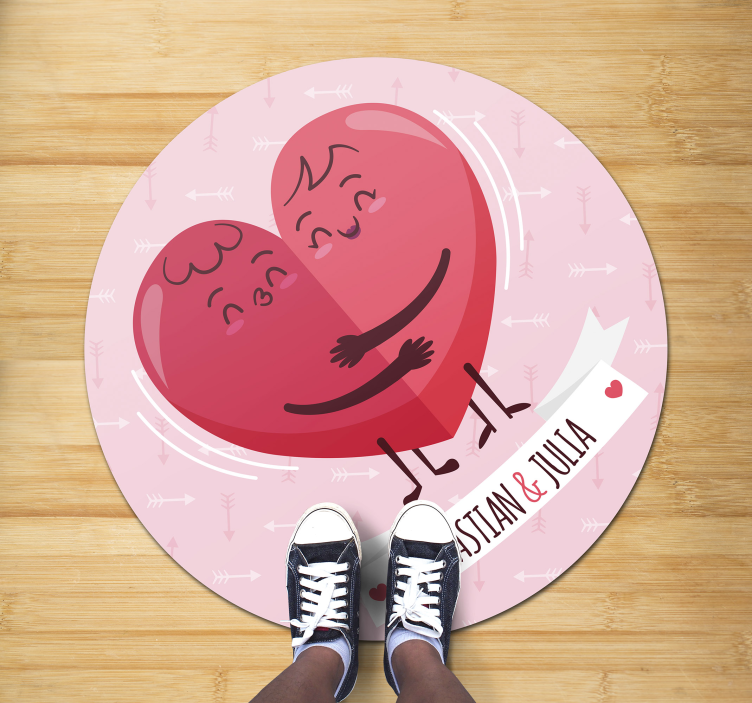 Personalizované srdce ilustrace Vinylový koberec se jmény - TenStickers
