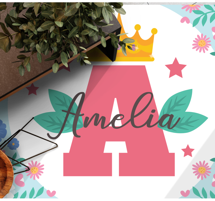 Korunovaná iniciála a jméno Ostatní Vinylový koberec - TenStickers