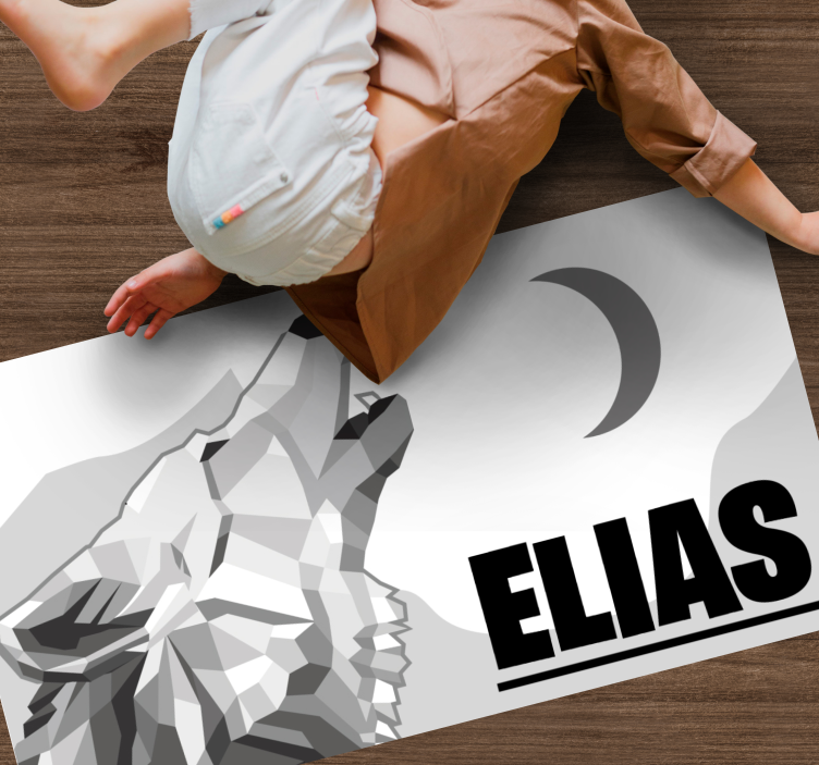 Geometrická-zvířata šedý vlk personalizovanávinylový koberec - TenStickers