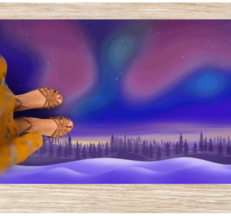 Polární záře noční obloha Přírodní vinylový koberec - TenStickers