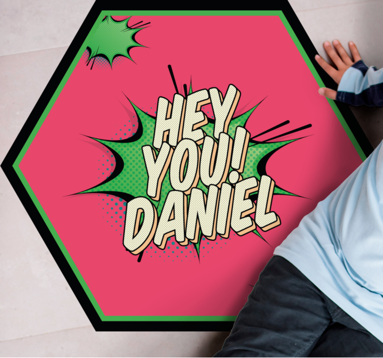 Pozdrav ve stylu komiksu Vinylový koberec se jmény - TenStickers