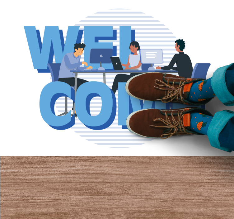 Přátelská kancelář vítána Vinylový koberec s frázemi - TenStickers