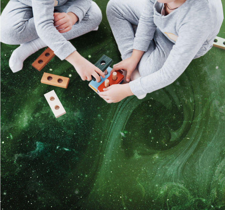 Prostorový pohled se zelenými barvami přírodní vinylový koberec - TenStickers