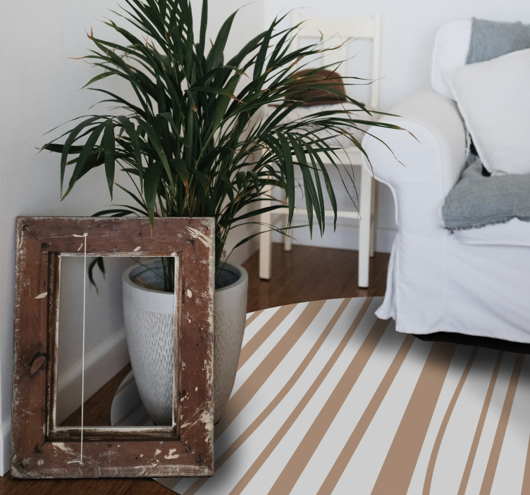 Pruhovaný hnědý severský vinylový koberec - TenStickers