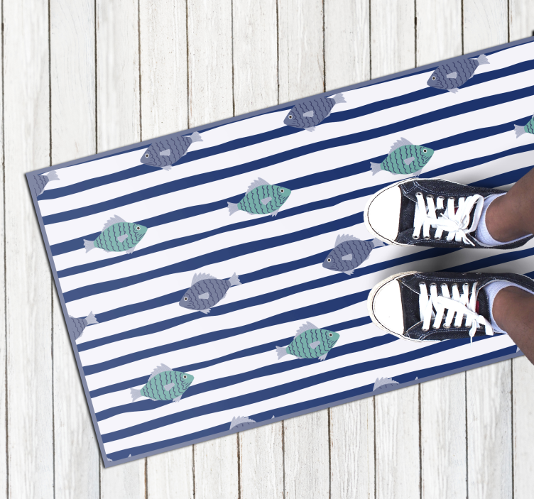 Pruhovaný rybí vzor Zvířecí vinylový koberec - TenStickers