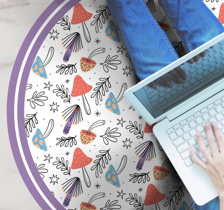 Raší barevné houby Přírodní vinylový koberec - TenStickers