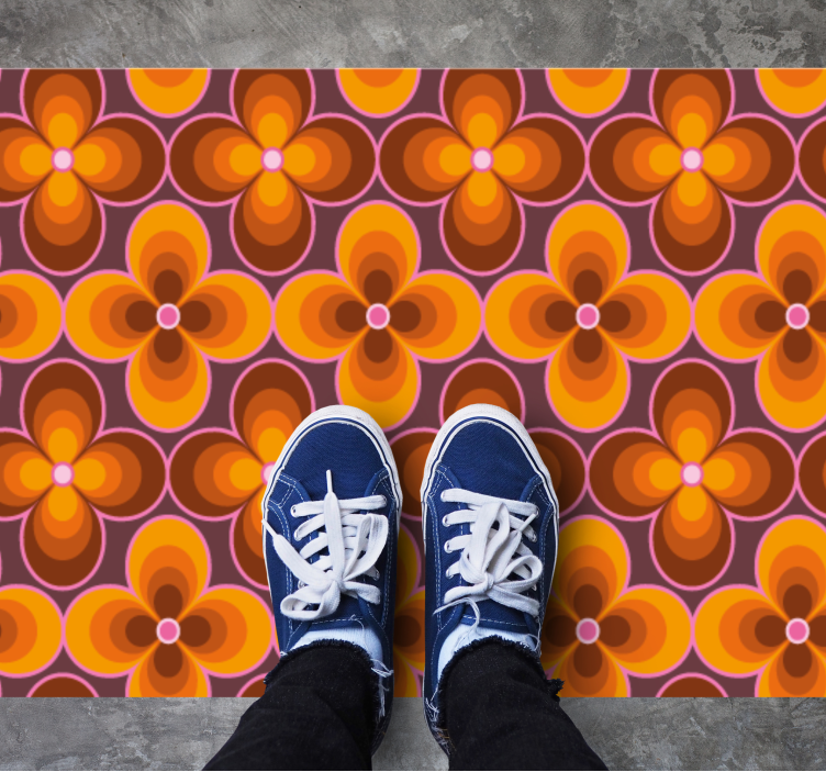 Retro květinový vzor Vintage vinylový koberec - TenStickers