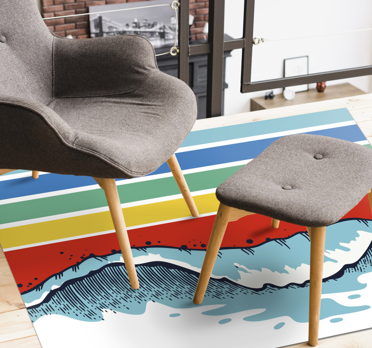 Retro vlny vintage koberec na podlahu - TenStickers