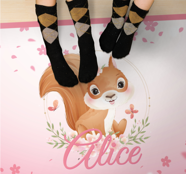 Roztomilá veverka pro dívku s názvem dětská vinylový koberec na h - TenStickers