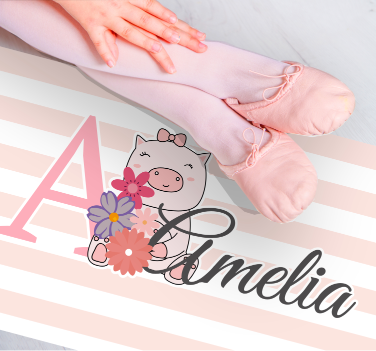 Roztomilé prase ilustrace Vinylový koberec se jmény - TenStickers