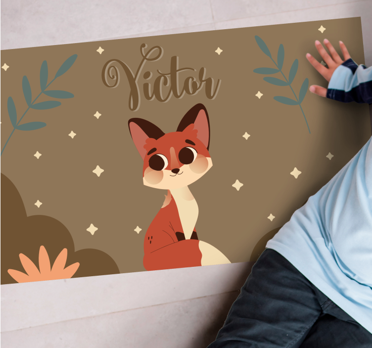Roztomilý design lišky Vinylový koberec se jmény - TenStickers