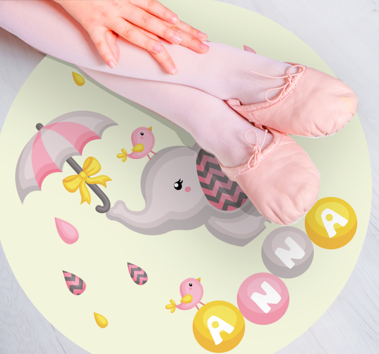 Roztomilý sloní design Vinylový koberec se jmény - TenStickers