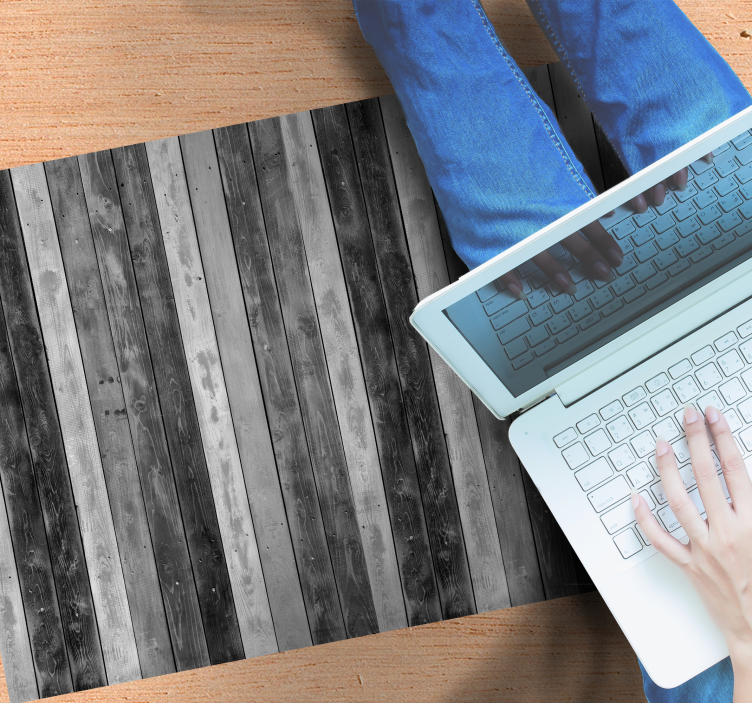 Rustikální šedá dřevěná prkna vinylový koberec s efektem dřeva - TenStickers