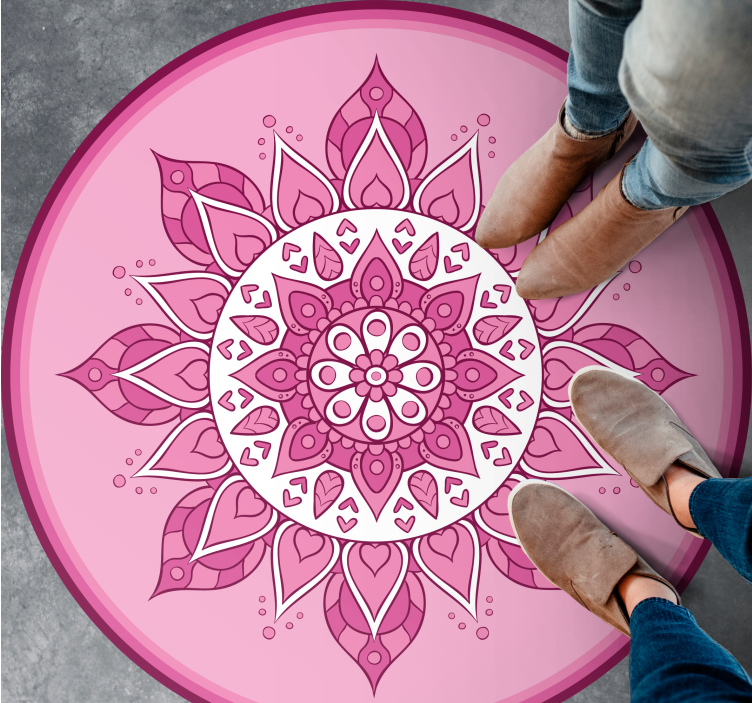 Růžová květinová meditace Mandala vinylový koberec - TenStickers