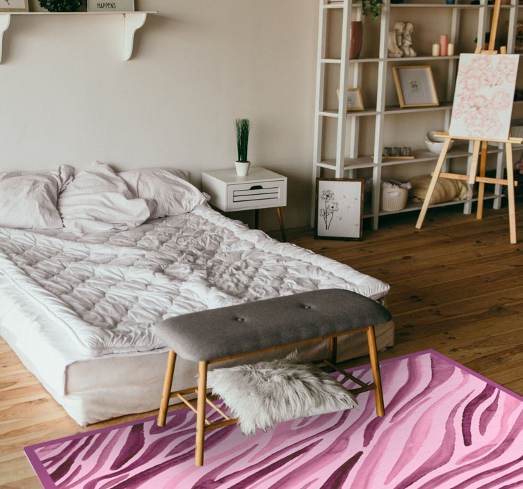 Vinylový koberec se zvířecím potiskem pruhy růžové zebry - TenStickers