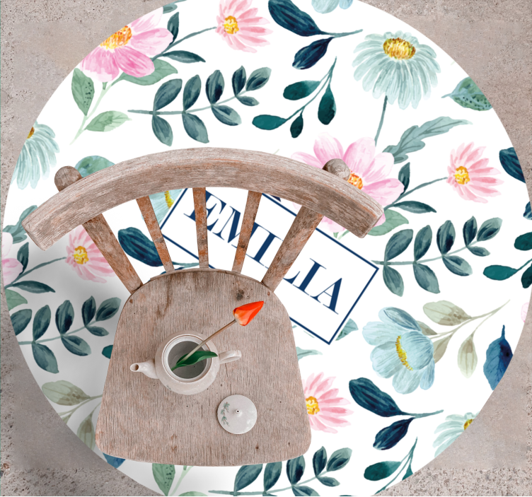 Růžový a zelený luxusní designový květinový koberec - TenStickers