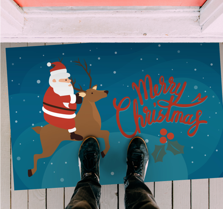 Santa jezdící na sobu Vinylový koberec Vánoce - TenStickers