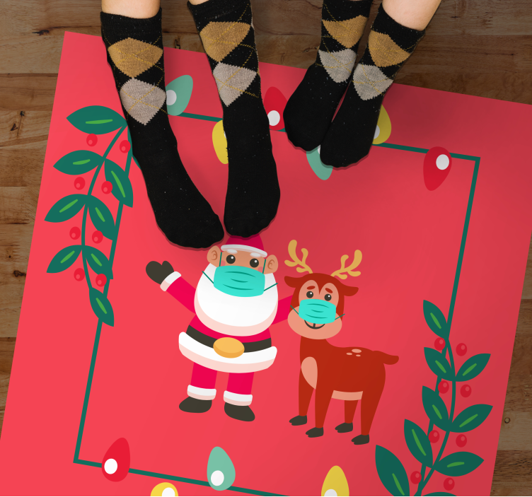 Santovo kouzlo s maskou Vinylový koberec Vánoce - TenStickers