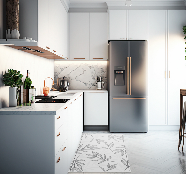 šedé listy na bílém pozadí vinylový koberec - TenStickers