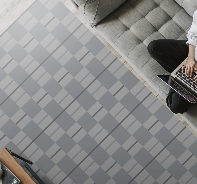 šedé vzorované čtverce Vinylový koberec obývací pokoj - TenStickers