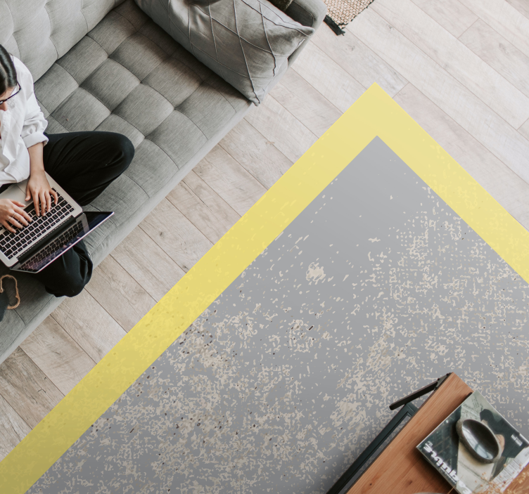 žlutý rámeček Vinylový koberec obývací pokoj - TenStickers