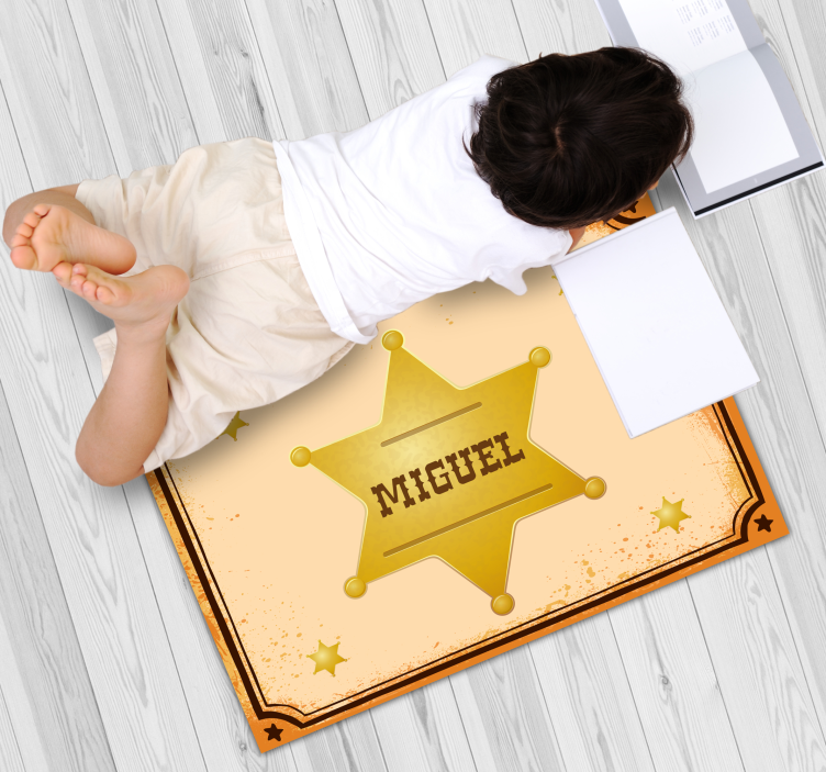 šerifský odznak se jménem vinyl koberec se jménem - TenStickers