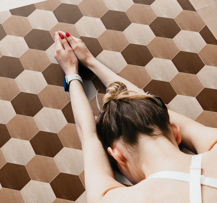 šestihranný vinylový koberec se strukturou dřeva - TenStickers