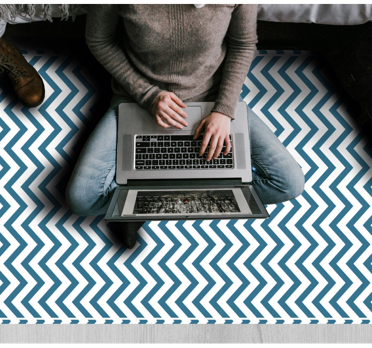 Modrobílý šípový styl Pruhovaný vinylový koberec - TenStickers