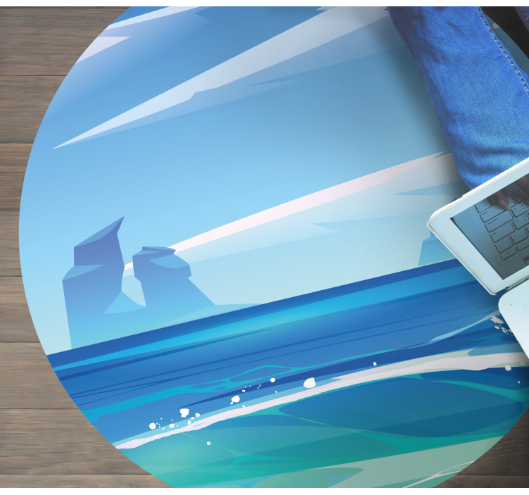 Skály a moře kreslený přírodní vinylový koberec - TenStickers