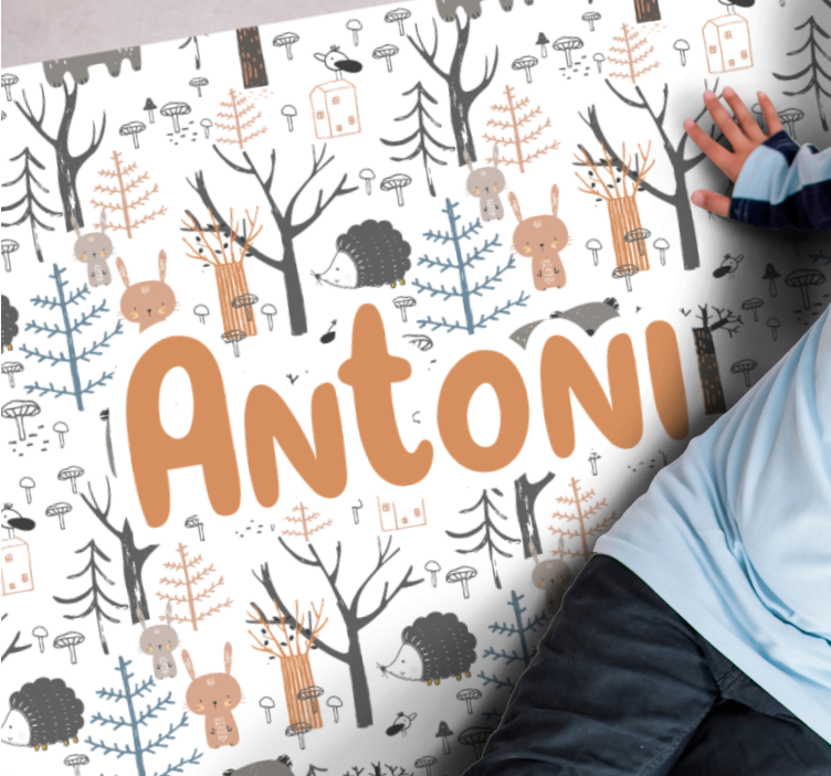 Dětský vinylový koberec skandinávský les se zvířátky - TenStickers
