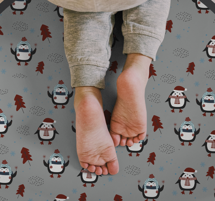 Slavnostní motiv tučňáka Vinylový koberec Vánoce - TenStickers