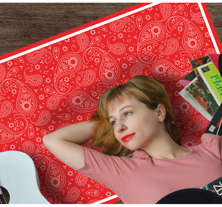 červený paisley vzor Vinylový koberec z celého světa - TenStickers