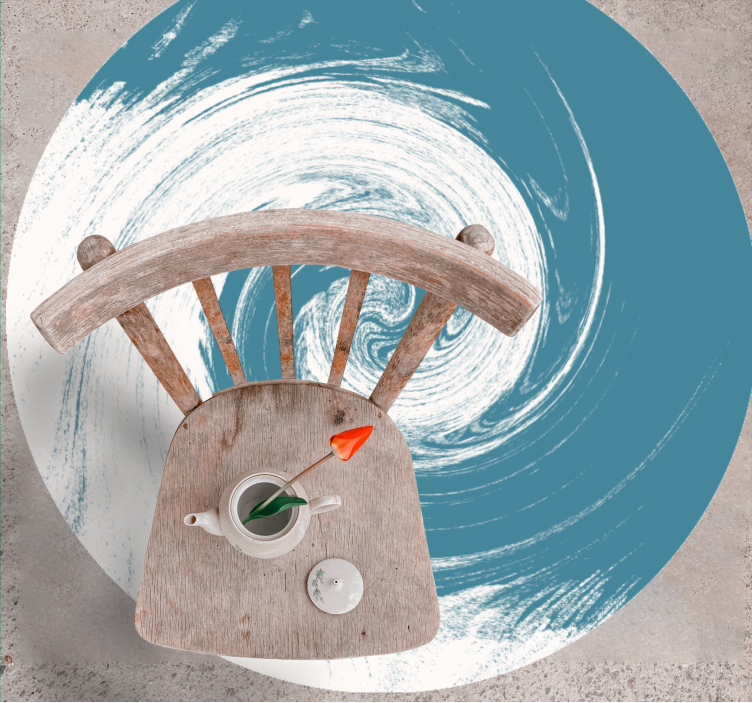 Spirálovitý modrý abstrakt Kulatý vinylový koberec - TenStickers