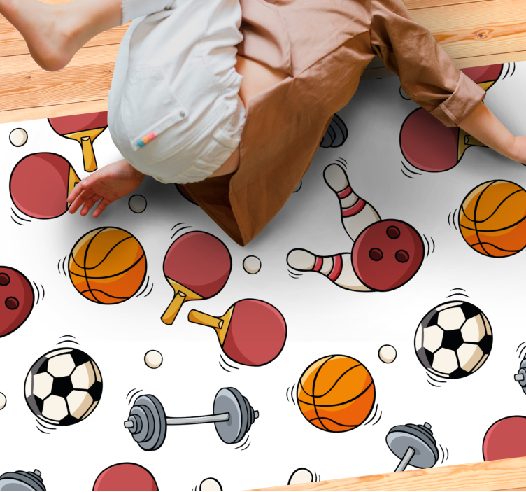 Sportovní vybavení v doodle stylu teen vinylový koberec - TenStickers