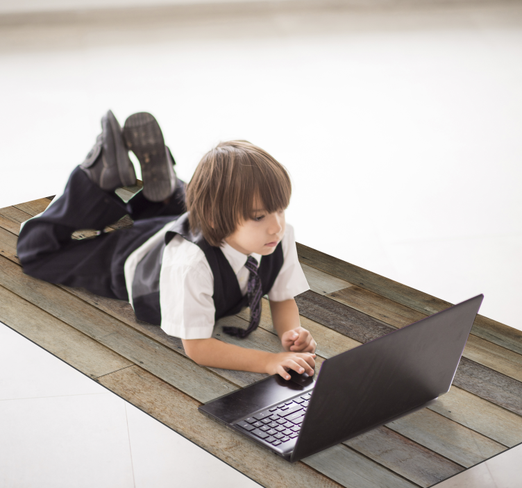 Starožitný dřevěný pruhovaný vinyl koberec - TenStickers