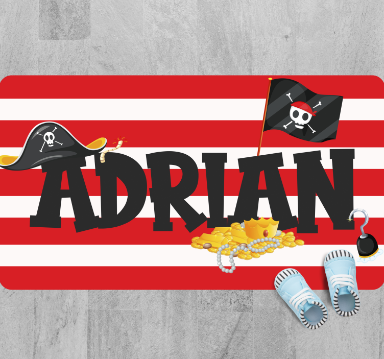 Téma pirátského pokladu Vinylový koberec se jmény - TenStickers