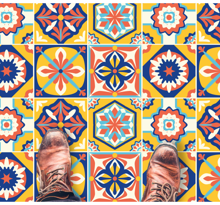 Teplé odstíny barvy kuchyňské podlahové dlaždice - TenStickers