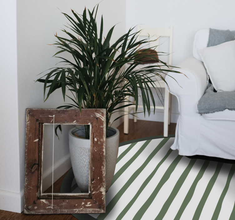 Tmavě zelený pruhovaný severský vinylový koberec - TenStickers