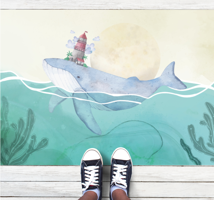 Dětský vinylový koberec velryby ve skandinávském stylu - TenStickers