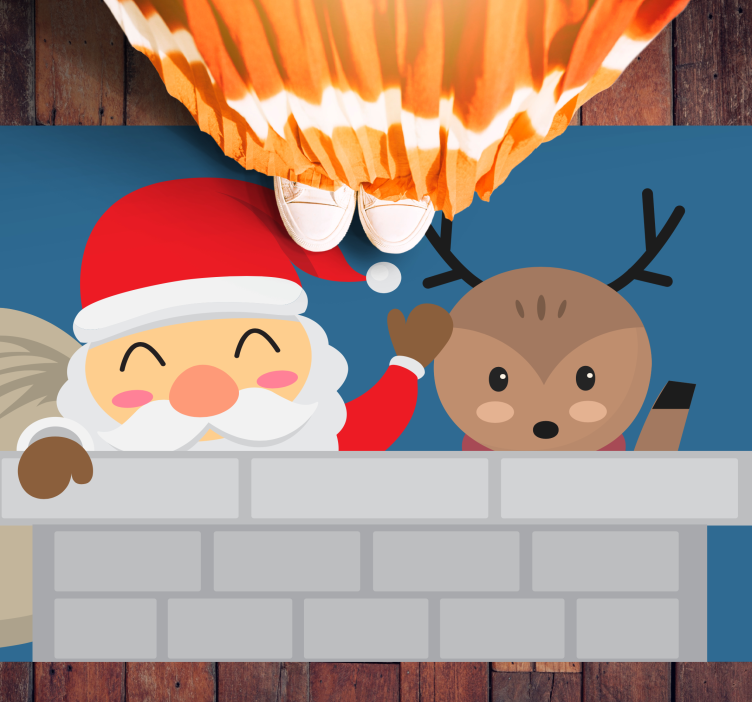 Veselá scéna se santou Vinylový koberec Vánoce - TenStickers